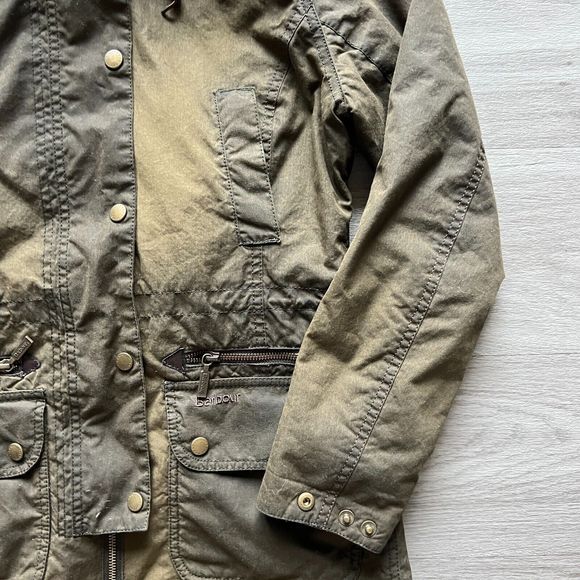 Barbour Jacket Womens 4 Green Kelsall Wax Parka Lined Outdoor Hooded - Picture 3 of 12